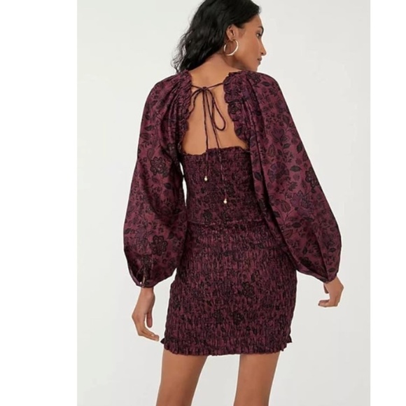 Free People Floral-print Smock It to Me Balloon-Sleeve Mini Dress Small - Picture 2 of 13